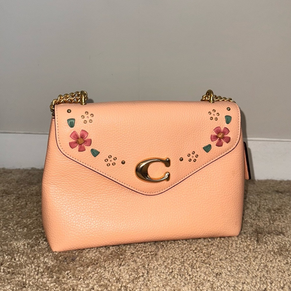Coach Peach Floral Shoulder Bag